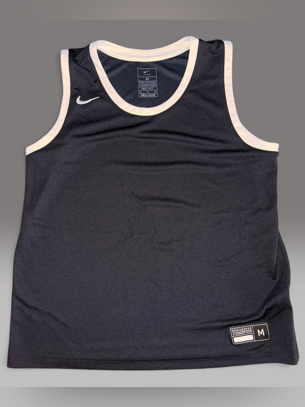 Nike Team Men's Dri-FIT Black & White Basketball Jersey / Tank Top (Medium)